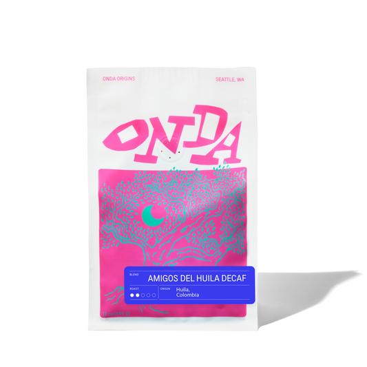 Whole bean decaf coffee, coffee from colombia, decaf beans, decaf ground coffee bag, interesting coffee bag art