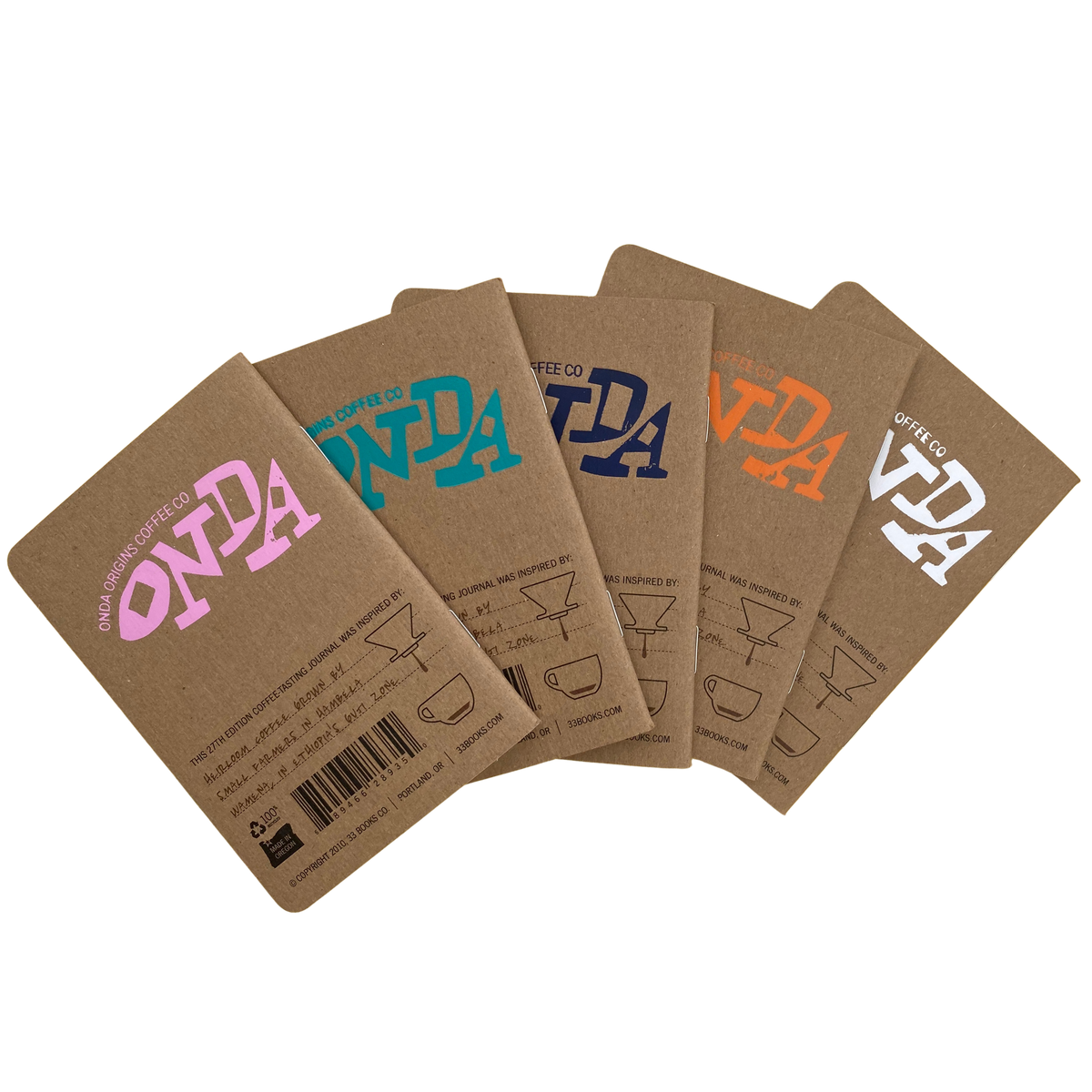 Coffee journal, journal with Onda screenprinted, branded journal for coffee, coffee gifts for coffee lovers