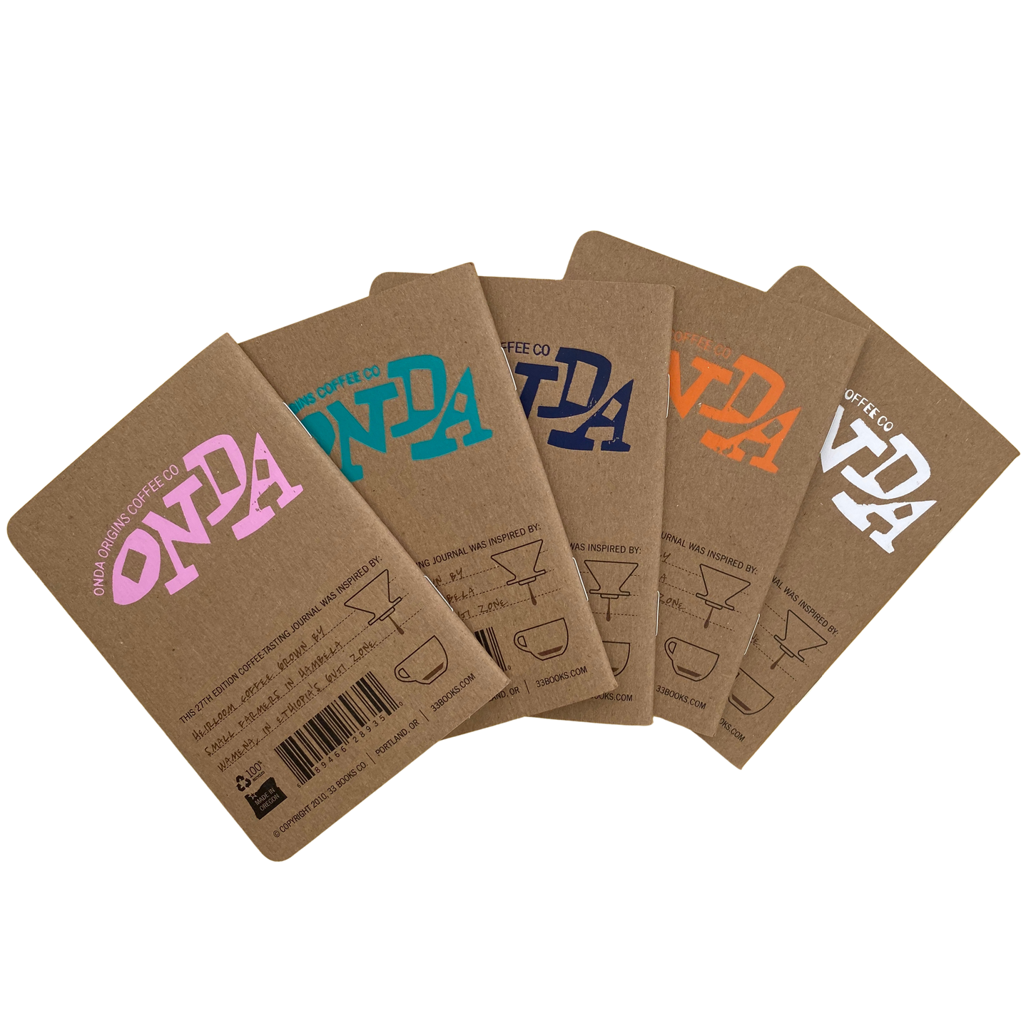 Coffee journal, journal with Onda screenprinted, branded journal for coffee, coffee gifts for coffee lovers